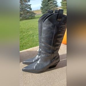 Vintage Spiegel knee high black leather cowboy boots